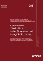 Commento al “Testo Unico” sulla Sicurezza nei luoghi di lavoro