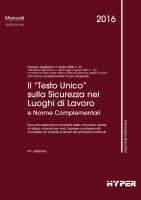 Il “Testo Unico” sulla Sicurezza nei luoghi di lavoro e norme compl.