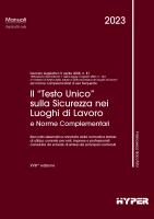 Il “Testo Unico” sulla Sicurezza nei luoghi di lavoro e norme compl.